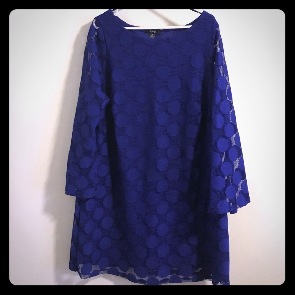 Style & Co. Woman navy polka dot dress